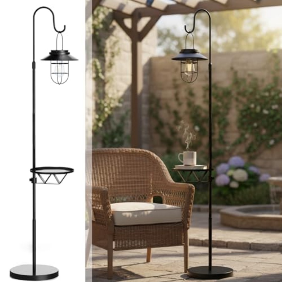 Solar Floor Lamp with Table, 6 - Outdoor Lighting Waterproof 评论和价格