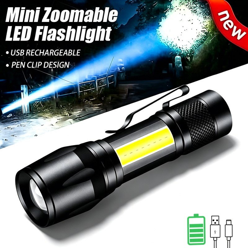 Mini LED Flashlight COB+XPE Po - Outdoor Lighting Black 评论和价格