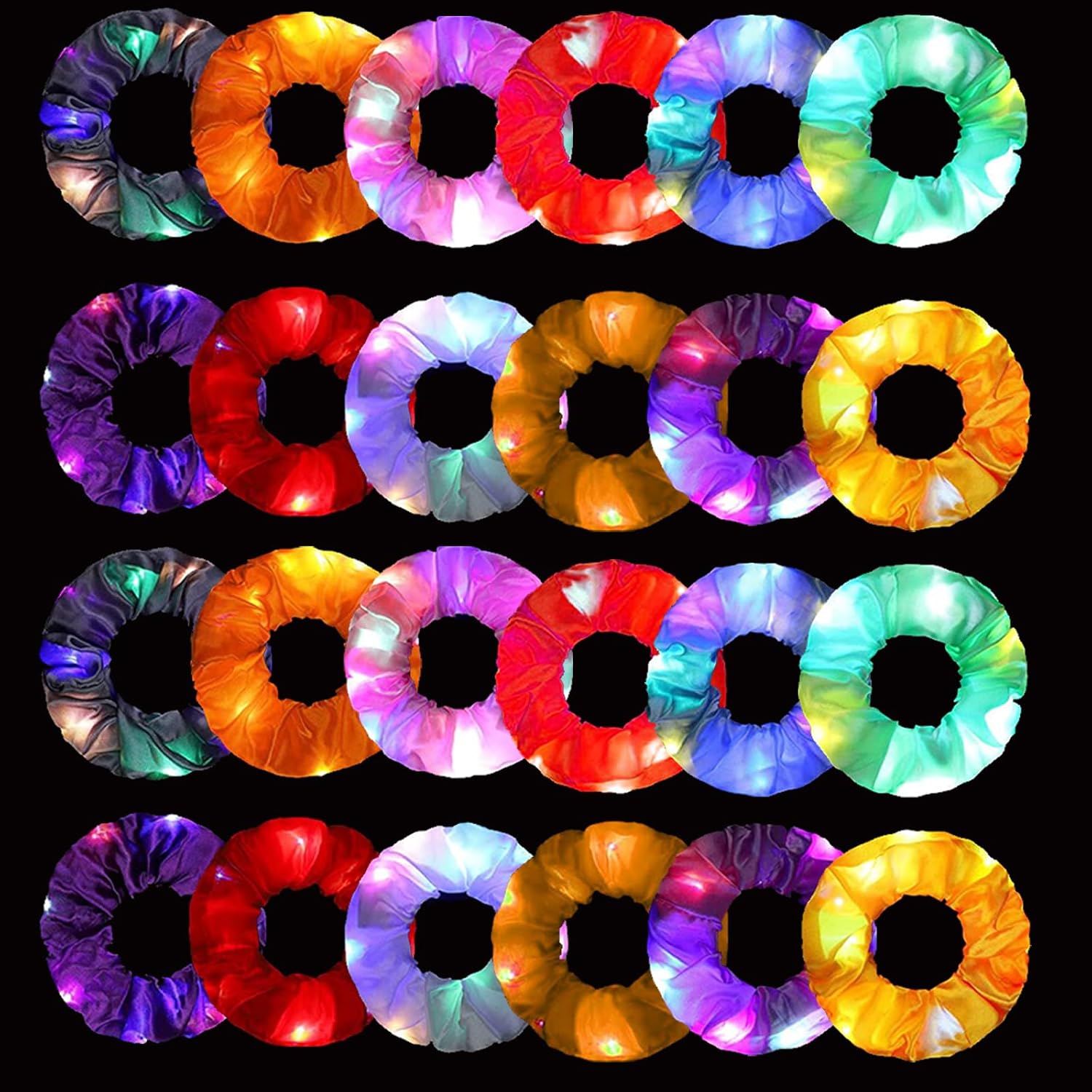 6pcs LED Scrunchies Hair Bands - Outdoor Lighting Effects 评论和价格