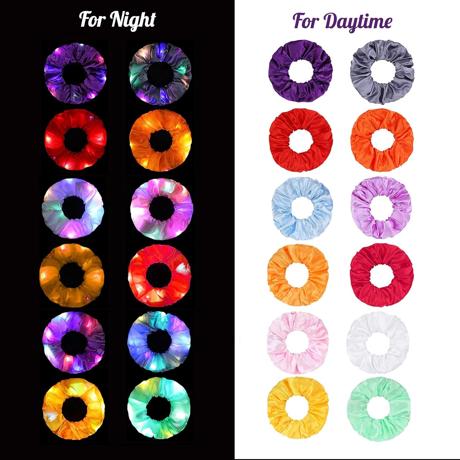 6pcs LED Scrunchies Hair Bands - Outdoor Lighting Effects 评论和价格