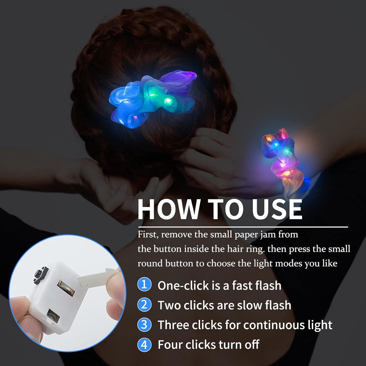 6pcs LED Scrunchies Hair Bands - Outdoor Lighting Effects 评论和价格