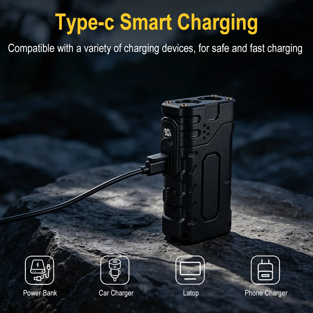 BORUIiT Hand Crank EDC LED Fla - Outdoor Lighting Black 评论和价格