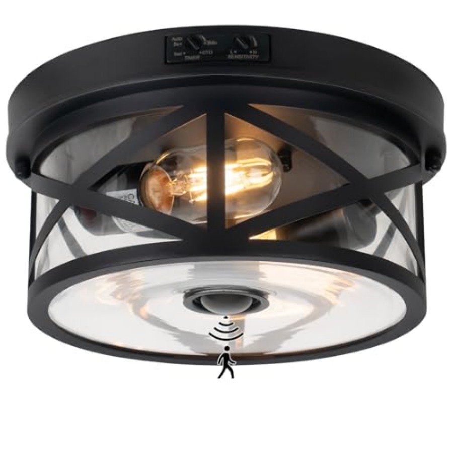 Motion Sensor Outdoor Ceiling  - Outdoor Lighting Black 评论和价格