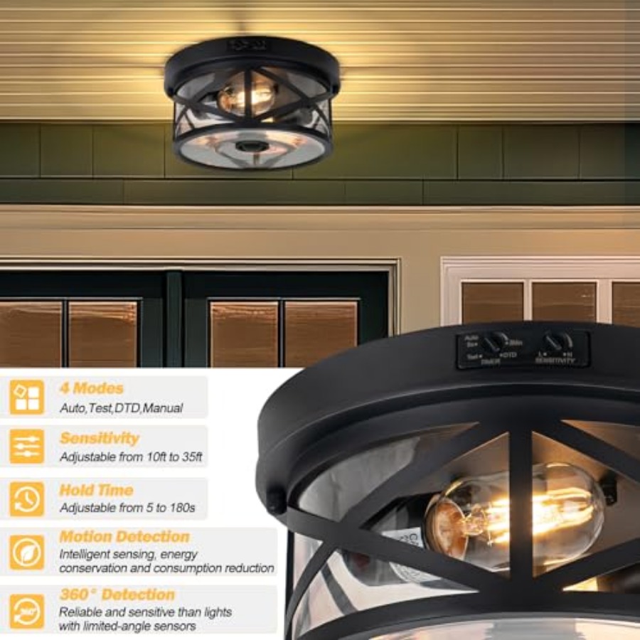 Motion Sensor Outdoor Ceiling  - Outdoor Lighting Black 评论和价格
