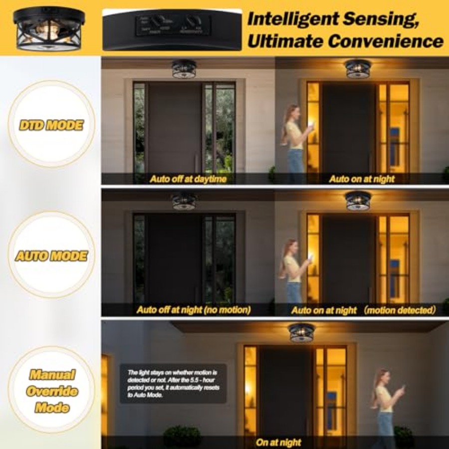 Motion Sensor Outdoor Ceiling  - Outdoor Lighting Black 评论和价格