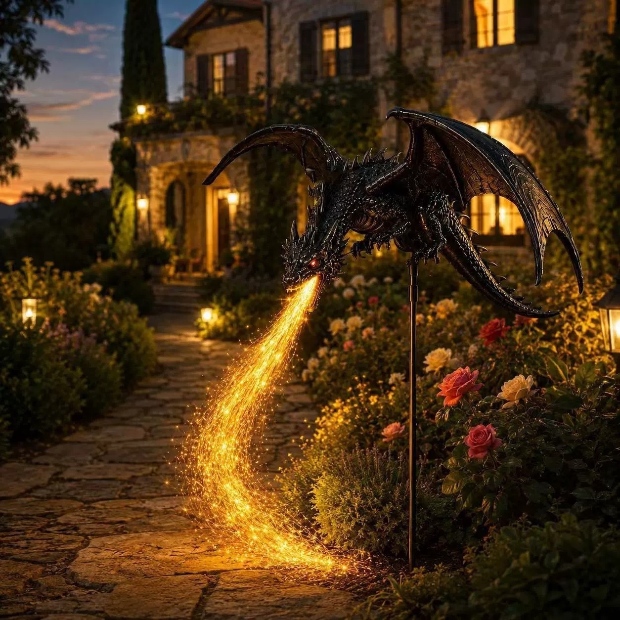 Solar Dragon Fire Garden Light - Outdoor Lighting Pathway 评论和价格