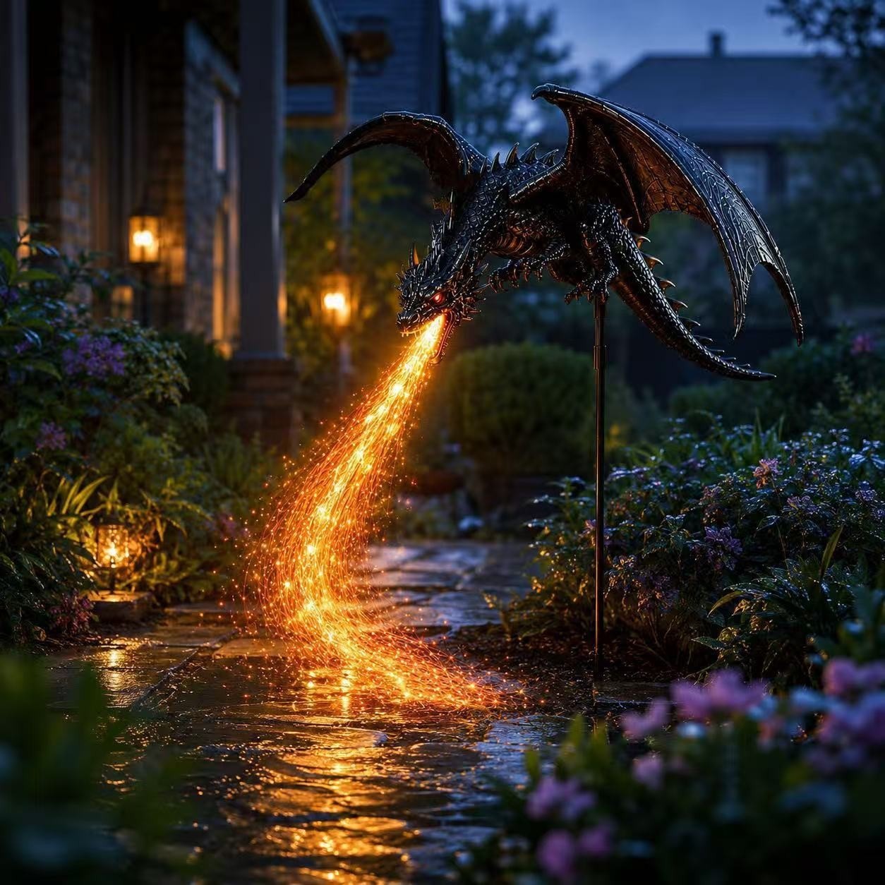 Solar Dragon Fire Garden Light - Outdoor Lighting Pathway 评论和价格