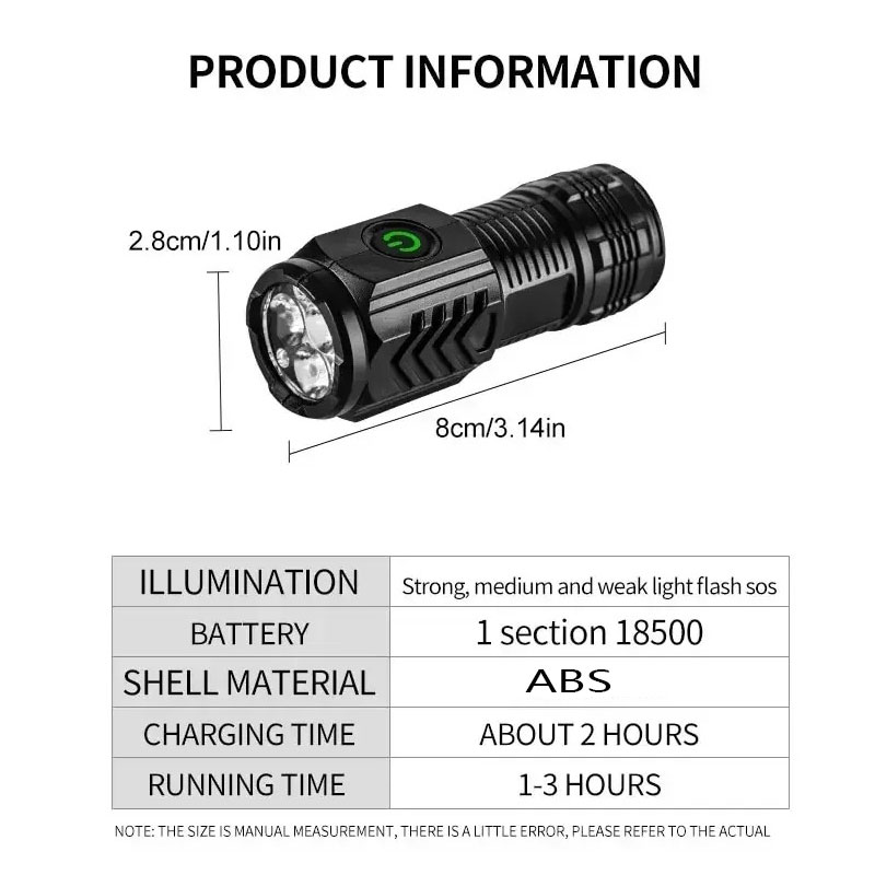 Mini 3LED Flashlight With Pen  - Outdoor Lighting Black 评论和价格