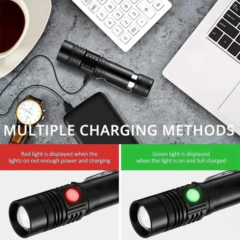 T6 LED Rechargeable Flashlight - Outdoor Lighting Black 评论和价格