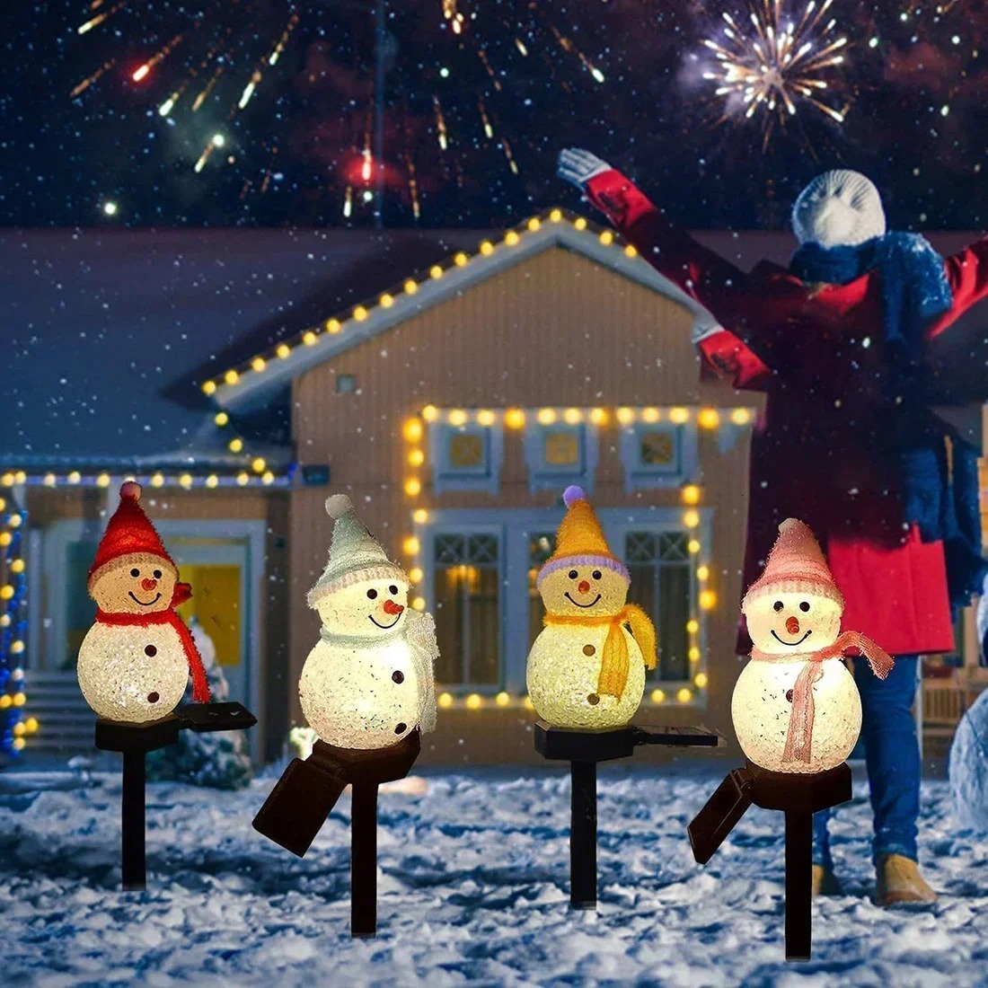 Christmas Snowman Solar Garden - Outdoor Lighting Pathway 评论和价格